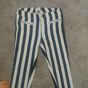 Black and white pinstriped jeans